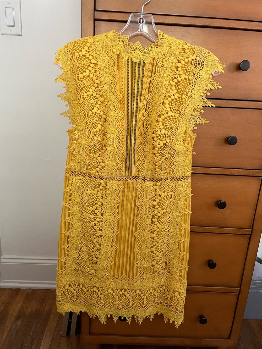 Free People Honey Mini Lace Party Dress in Marigold EUC